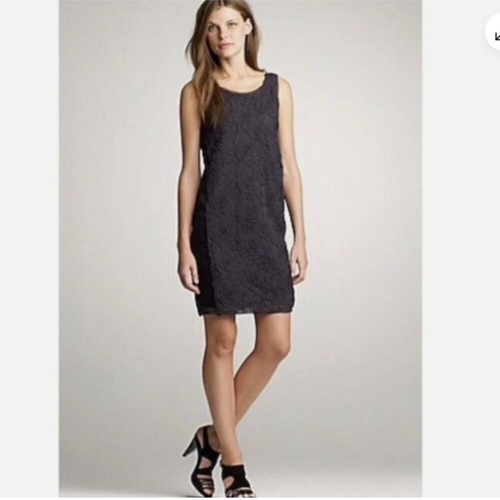 J.Crew Silk & Tulle Floral / Rosette Black Sheath Dress, Size 8!